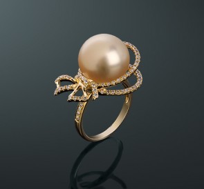 Кольцо с жемчугом кп-110837жз: золотистый морской жемчуг, золото 585°