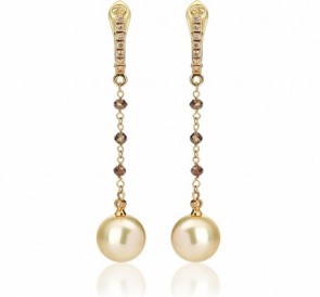 Золотые серьги с жемчугом с-0235жз: золотистый морской жемчуг, золото 585°
