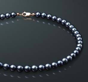 Ожерелье из жемчуга Акойя мч850-40з: чёрный морской жемчуг, золото 585°